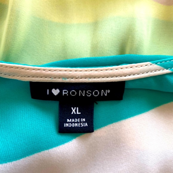 I ❤️ RONSON BLOCKED STRIPE CHIFFON LAYERED SUMMER MAXI DRESS SIZE XL 🌟EUC🌟 - Picture 10 of 13